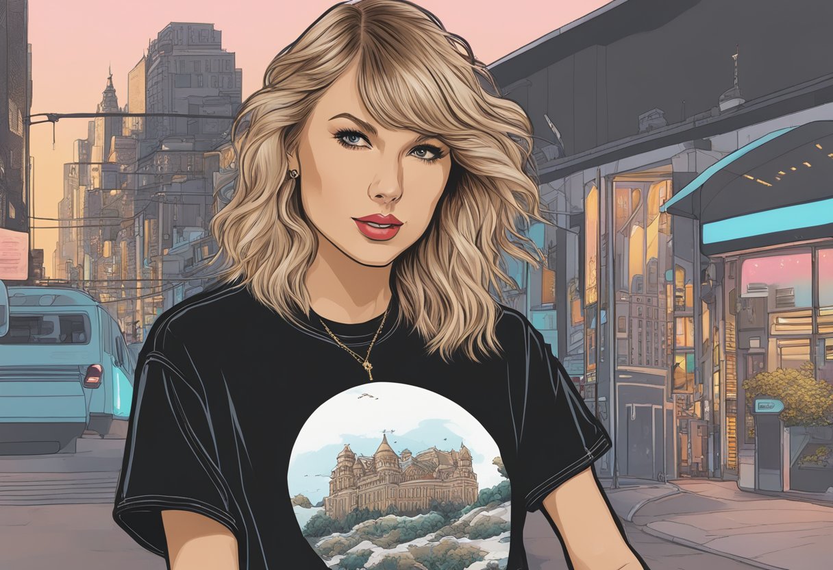 A black Taylor Swift shirt with aesthetic era tour imagery