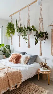 a boho bedroom with hanging plants in macrame plan xgdtBgmxRzmSQ5lTAJGAQw jLxJamcMSn Xi7SNlHJEDA.jpg