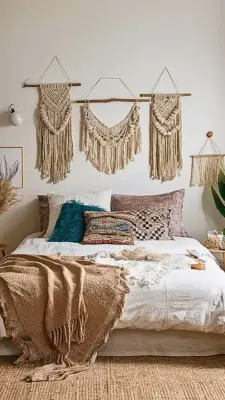 a boho bedroom with macrame wall hangings in natur TI0KtjhyTveXCMwUus OyQ bCyh4vhlQhu MOFKU9i76A.jpg