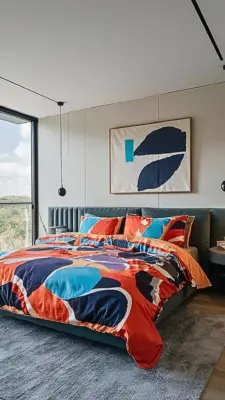 a modern bedroom with abstract bedding patterns in S0ejx3vvTPKYoq0AY6sDjw EHAQlrf RIiK3kroq4Czmg.jpg